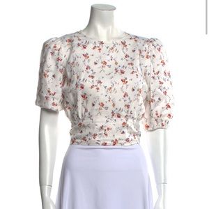 Reformation Floral Linen Crop Top Size M